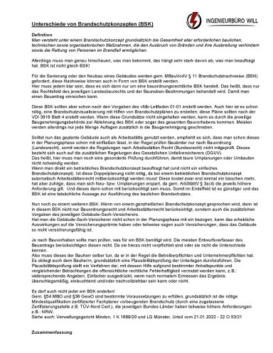 Unterschiede von Brandschutzkonzepten (BSK) 